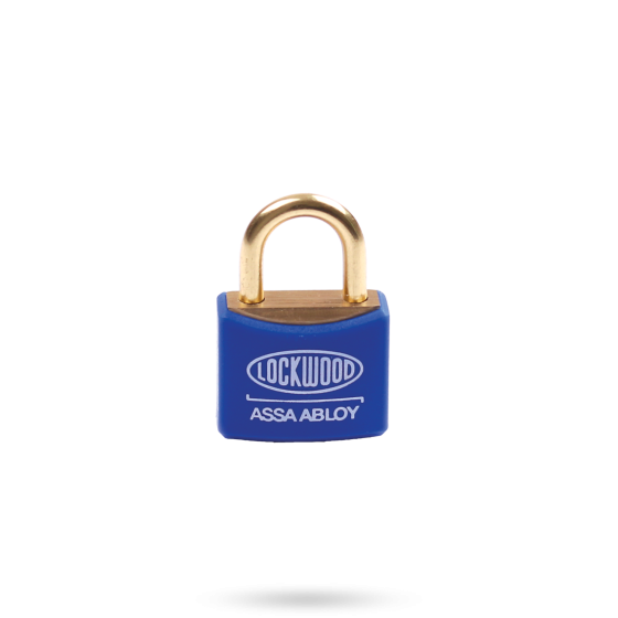 LOCKWOOD 110 SERIES MARINE PADLOCK 25MM WITH 15MM BRASS SHACKLE BLUE JACKET