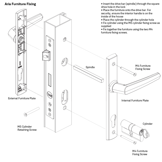 YALE ARIA HANDLE SET - PASSAGE NON-LOCKING