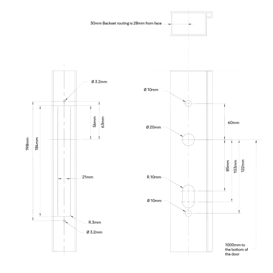 YALE VERONA INDURO HINGED DOOR 2PT 30MM BS ST - NO CYLINDER