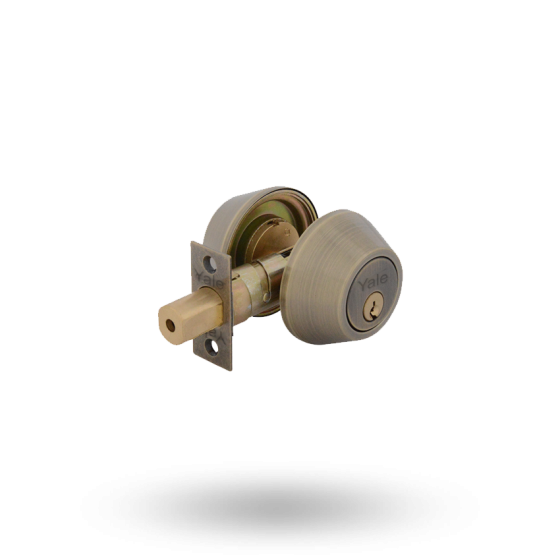 YALE DEADBOLT DOUBLE CYLINDER 5PIN 60MM/70MM BS - ANTIQUE BRASS
