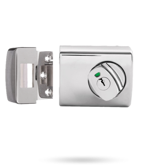 LOCKWOOD RIMLOCK DEADLATCH KNOB DOUBLE CYLINDER - BRIGHT CHROME
