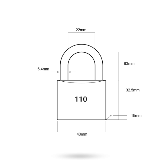 LOCKWOOD 110 SERIES 40MM BODY 63MM SHACKLE