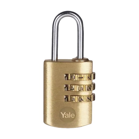 YALE PADLOCK BRASS COMBINATION 3 WHEEL 22MM