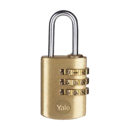 YALE PADLOCK BRASS COMBINATION 3 WHEEL 22MM