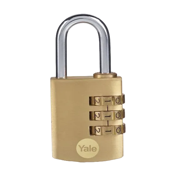 YALE PADLOCK BRASS COMBINATION 3 WHEEL 30MM
