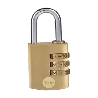 YALE PADLOCK BRASS COMBINATION 3 WHEEL 30MM