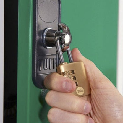 YALE PADLOCK BRASS COMBINATION 3 WHEEL 30MM