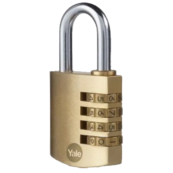YALE PADLOCK BRASS COMBINATION 4 WHEEL 40MM