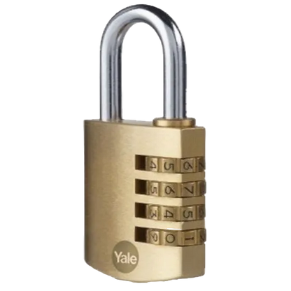YALE PADLOCK BRASS COMBINATION 4 WHEEL 40MM