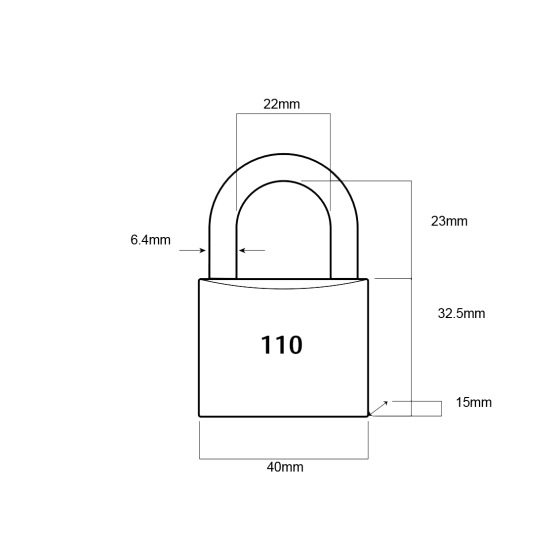 LOCKWOOD 110 SERIES PADLOCK 40MM WITH 23MM SHACKLE