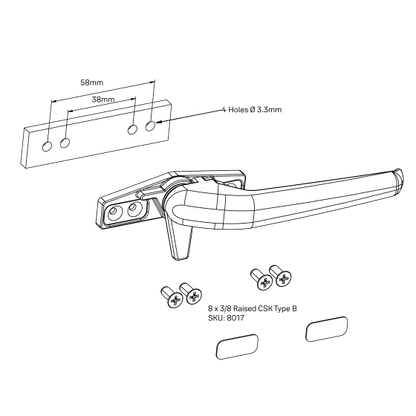 AVON WINDOW HANDLE 13MM - BLACK