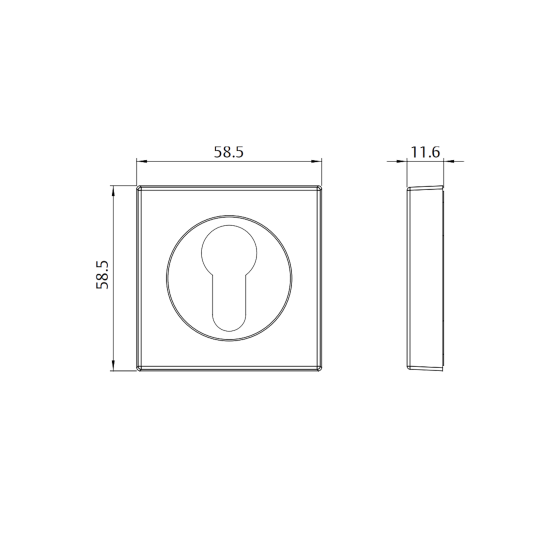 APEX CYL ESCUTCHEON ASSY SQUARE - BRUSHED NICKEL