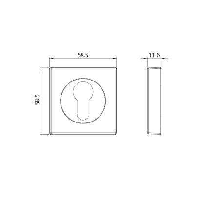 APEX CYL ESCUTCHEON ASSY SQUARE - BRUSHED NICKEL
