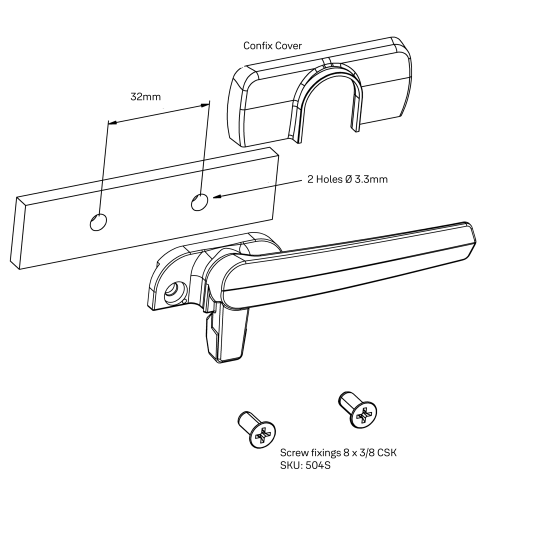 ARIA HELIXSEAL WINDOW FASTENER/HANDLE NON-VENTING LOW PROFILE