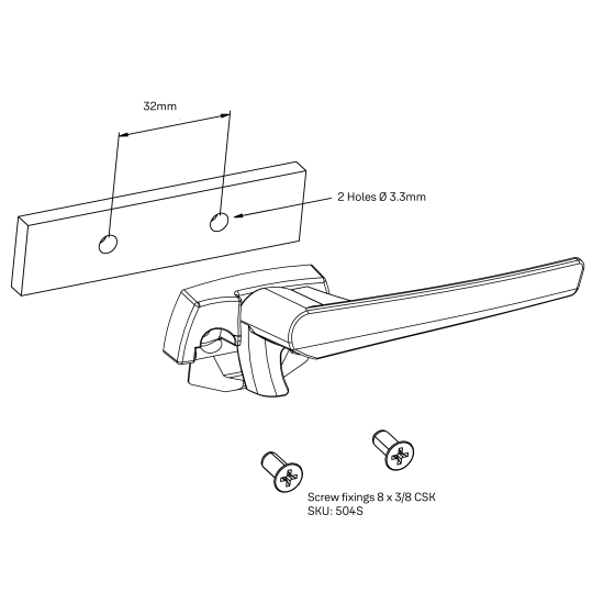 ARIA WEDGELESS WINDOW FASTENER/HANDLE FACE FIX HIGH PROFILE 6MM FLAP