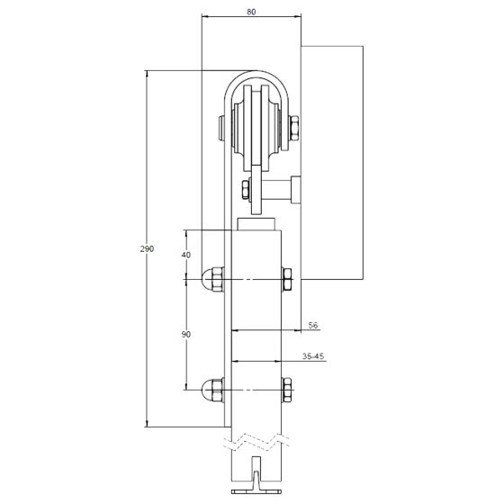 OUTLAND TRACK AND HARDWARE KIT 3M BLACK