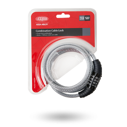 LOCKWOOD COMBINATION PADLOCK AND CABLE 8MM X 1500MM - PRESET