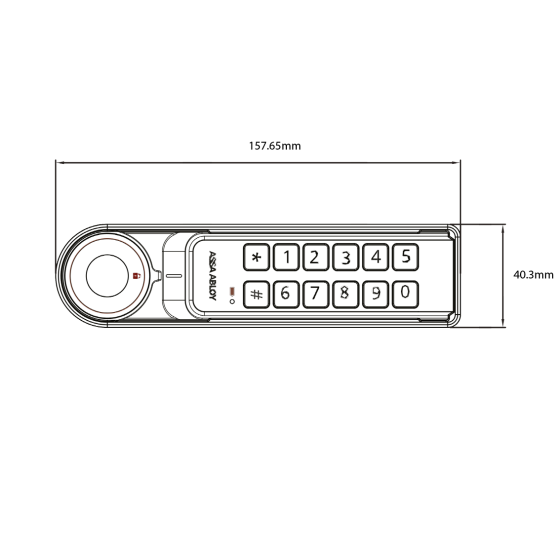 ASSA ABLOY DIGITAL CABINET KEYPAD LOCK W/BATTERIES - HORIZONATAL RH