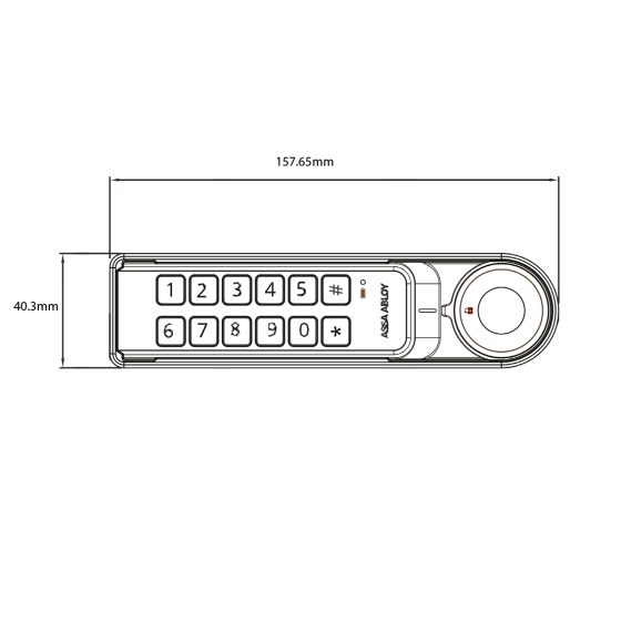 ASSA ABLOY DIGITAL CABINET KEYPAD LOCK W/BATTERIES - HORIZONATAL LH