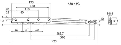 INTERLOCK WINDOW STAY 430 4BC - CASEMENT - STANDARD FRICTION