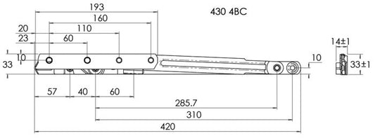 INTERLOCK WINDOW STAY 430 4BC - CASEMENT - STANDARD FRICTION