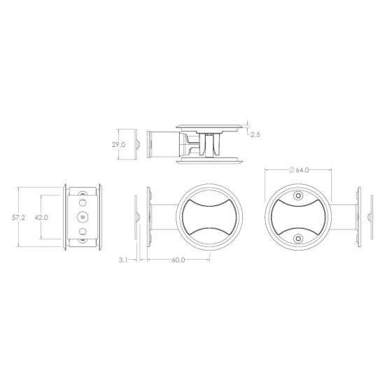 SYMMETRY CAVITY SLIDER DOOR SET - PASSAGE SATIN PEARL