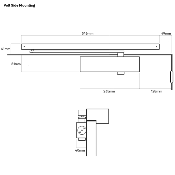 LOCKWOOD 726 DOOR CLOSER SIZE 2-6 SLIDE RAIL BACKCHECK-BLACK