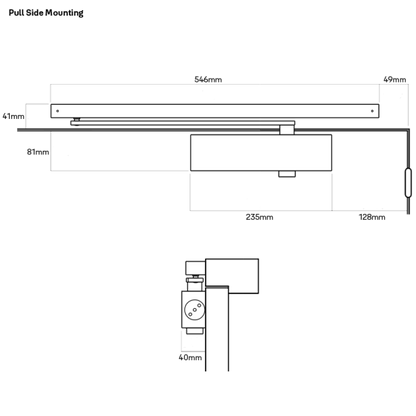 LOCKWOOD 726 DOOR CLOSER SIZE 2-6 SLIDE RAIL BACKCHECK-BLACK