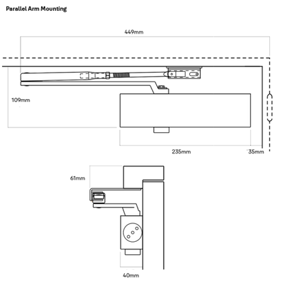 LOCKWOOD 726 DOOR CLOSER SIZE 2-6 STD ARM BACKCHECK-BLACK
