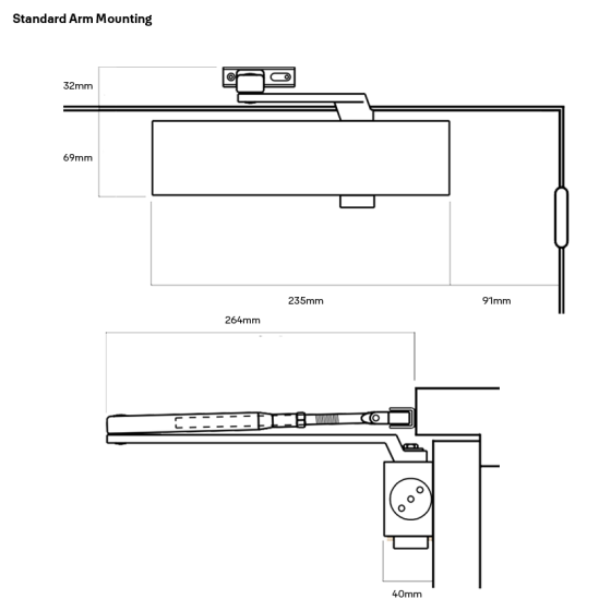 LOCKWOOD 726 DOOR CLOSER SIZE 2-6 STD ARM BACKCHECK-BLACK