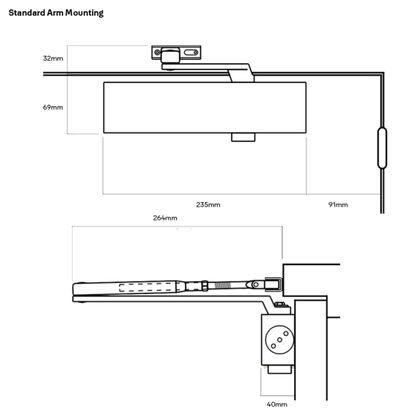 LOCKWOOD 726 DOOR CLOSER SIZE 2-6 STD ARM BACKCHECK-BLACK