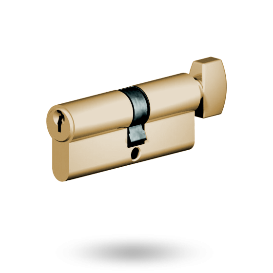 EURO CYLINDER FIXED CAM 5PIN KEY WITH TURN 31/31 - POLISHED BRASS