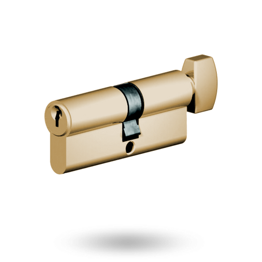 EURO CYLINDER FIXED CAM 5PIN KEY WITH TURN 31/31 - POLISHED BRASS