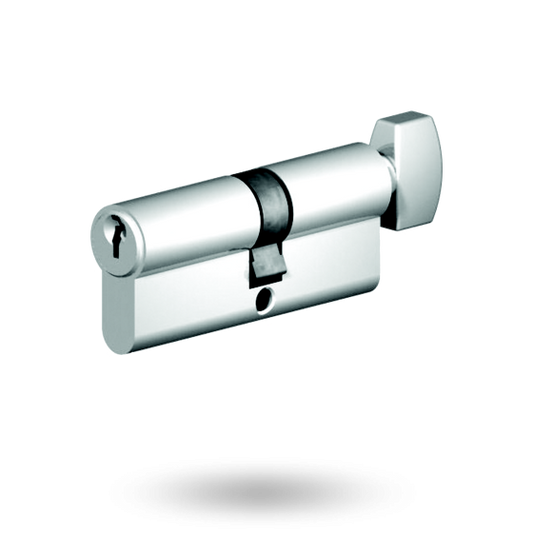 EURO CYLINDER FIXED CAM 5PIN KEY WITH TURN 31/31 - SATIN CHROME