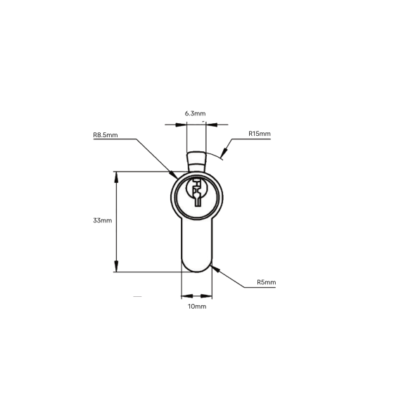EURO CYLINDER FIXED CAM 5PIN KEY WITH TURN 31/31 - SATIN CHROME