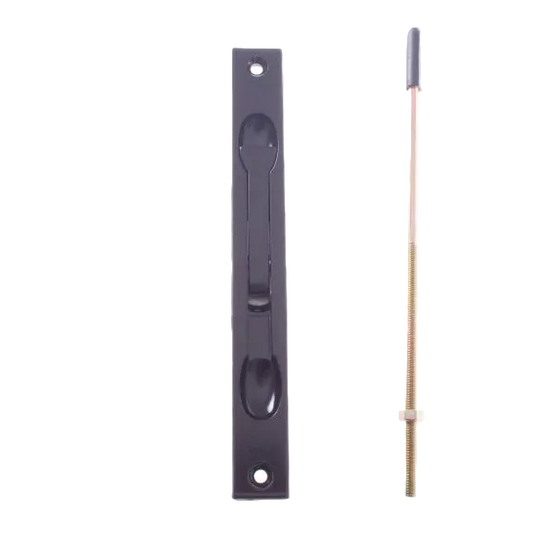YALE FLUSH BOLT NARROW SURFACE MOUNTED - BLACK - D TIP