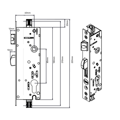 INDURO APEX HINGED DOOR 4PT 60MM BS - LOCK ONLY
