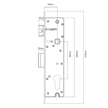 INDURO HINGED DOOR 2PT 40MM BS ST - LOCK ONLY