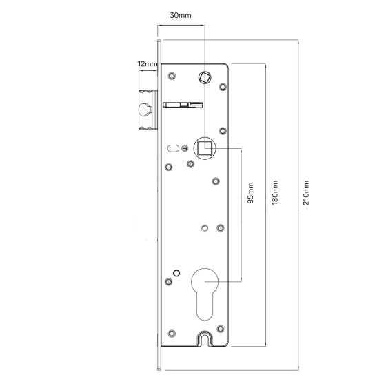 INDURO HINGED DOOR 1PT 30MM BS - LOCK ONLY