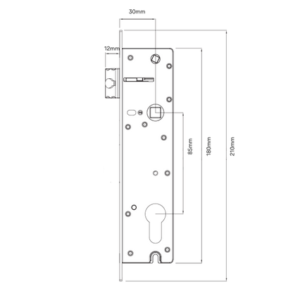 INDURO HINGED DOOR 1PT 30MM BS - LOCK ONLY