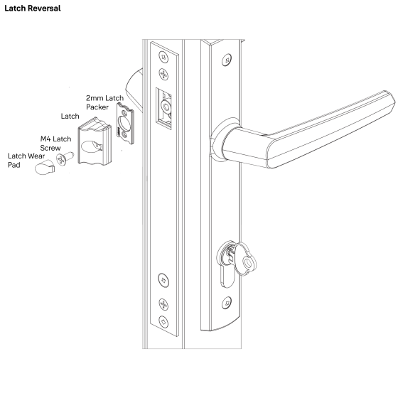INDURO HINGED DOOR 1PT 30MM BS - LOCK ONLY