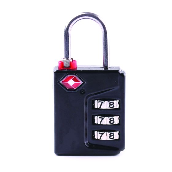 LOCKWOOD TSA OVERRIDE 3 WHEEL COMBINATION PADLOCK - BLACK