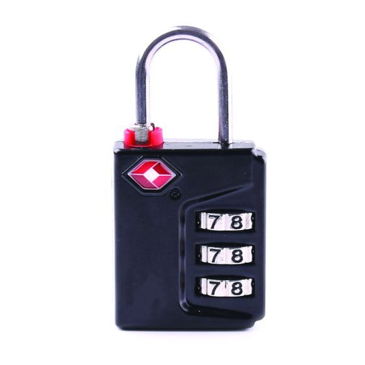 LOCKWOOD TSA OVERRIDE 3 WHEEL COMBINATION PADLOCK - BLACK