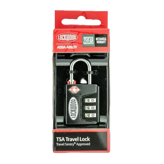 LOCKWOOD TSA OVERRIDE 3 WHEEL COMBINATION PADLOCK - BLACK