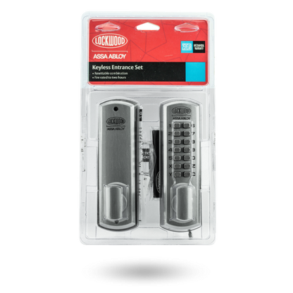 LOCKWOOD MECHANICAL DIGITAL LOCKSET - TUBULAR LATCH 60MM - SATIN CHROME