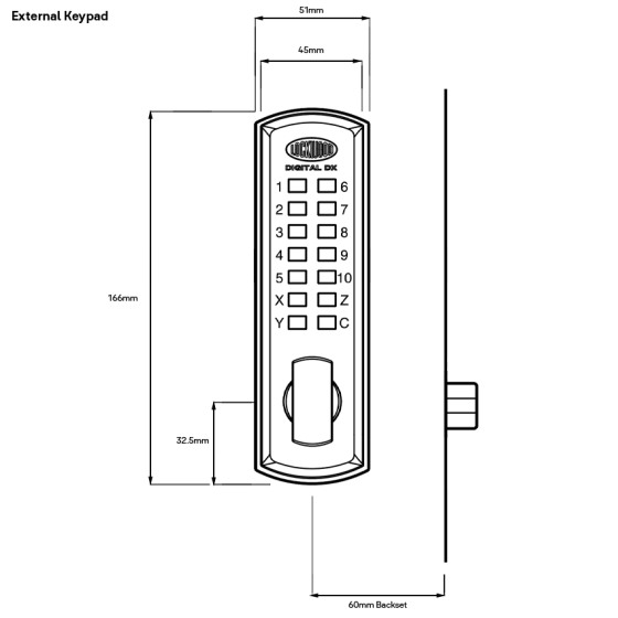 LOCKWOOD MECHANICAL DIGITAL LOCKSET - TUBULAR LATCH 60MM - SATIN CHROME