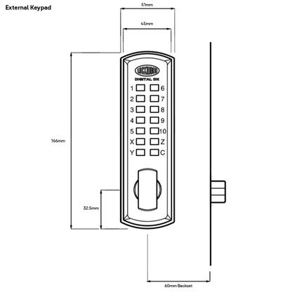 LOCKWOOD MECHANICAL DIGITAL LOCKSET - TUBULAR LATCH 60MM - SATIN CHROME