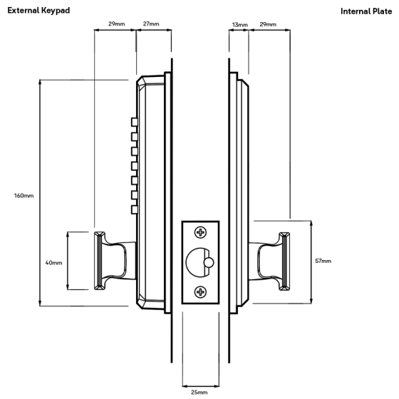 LOCKWOOD MECHANICAL DIGITAL LOCKSET - TUBULAR LATCH 60MM - SATIN CHROME