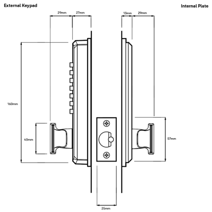 LOCKWOOD MECHANICAL DIGITAL LOCKSET - TUBULAR LATCH 60MM - SATIN CHROME