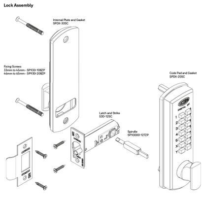 LOCKWOOD MECHANICAL DIGITAL LOCKSET - TUBULAR LATCH 60MM - SATIN CHROME